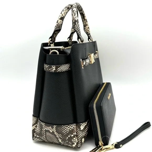 Michael Kors Large Reed Satchel Crossbody Bag & Large Continental Wallet Black